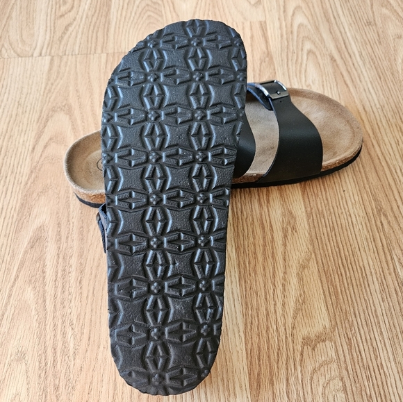 Taxi Women's Leonora Leather Buckle Strappy Black Casual Sandals Slip-on Size 10 - Picture 10 of 10